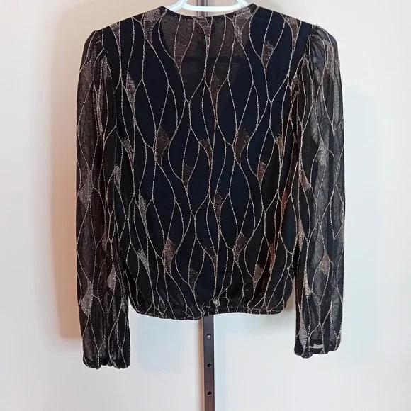 Autres Filles Sheer Arms Blouse Gold Metallic Sparkle Party Special Occasion XS - Picture 14 of 16